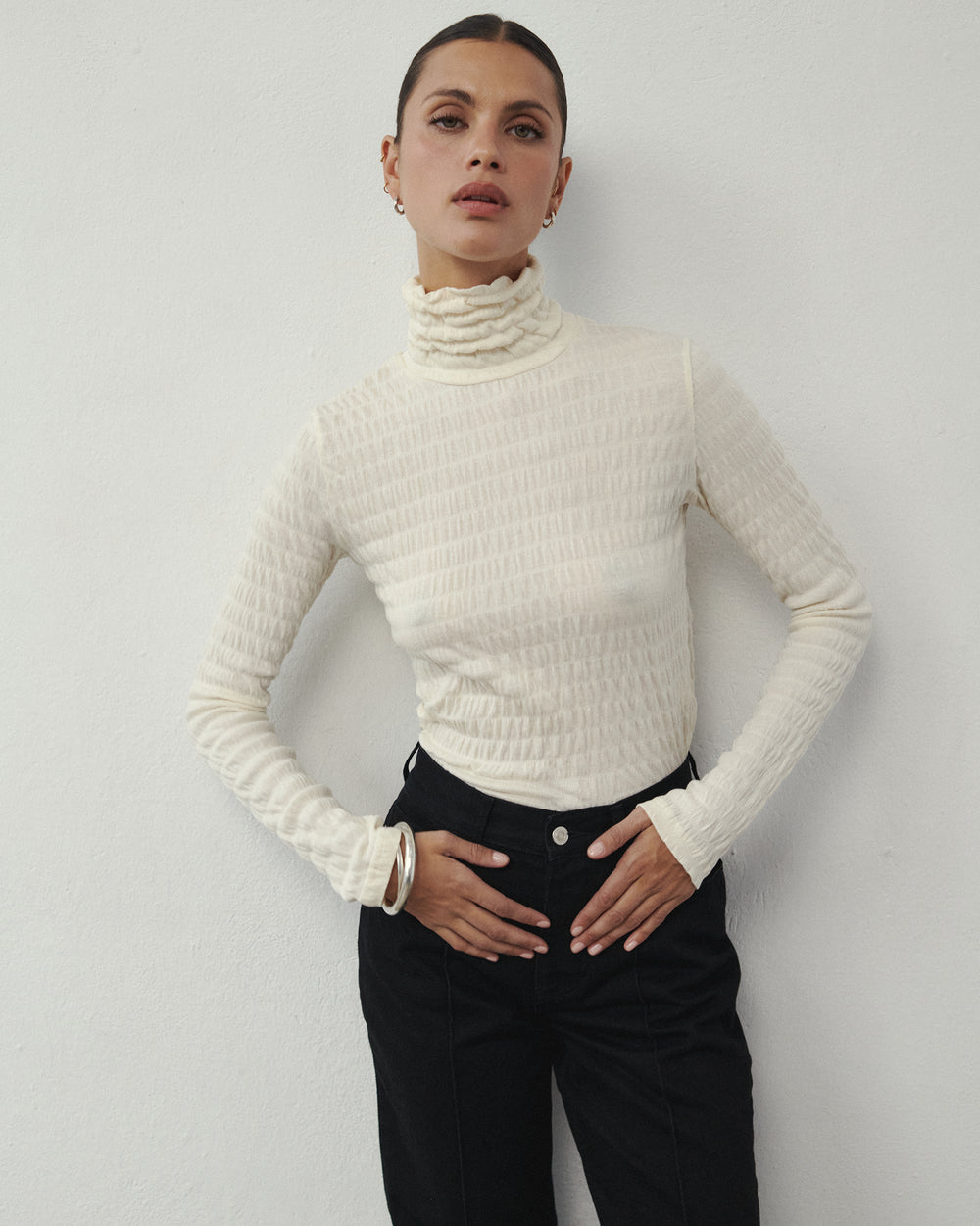 WAFFLE LONGSLEEVE ÉCRU