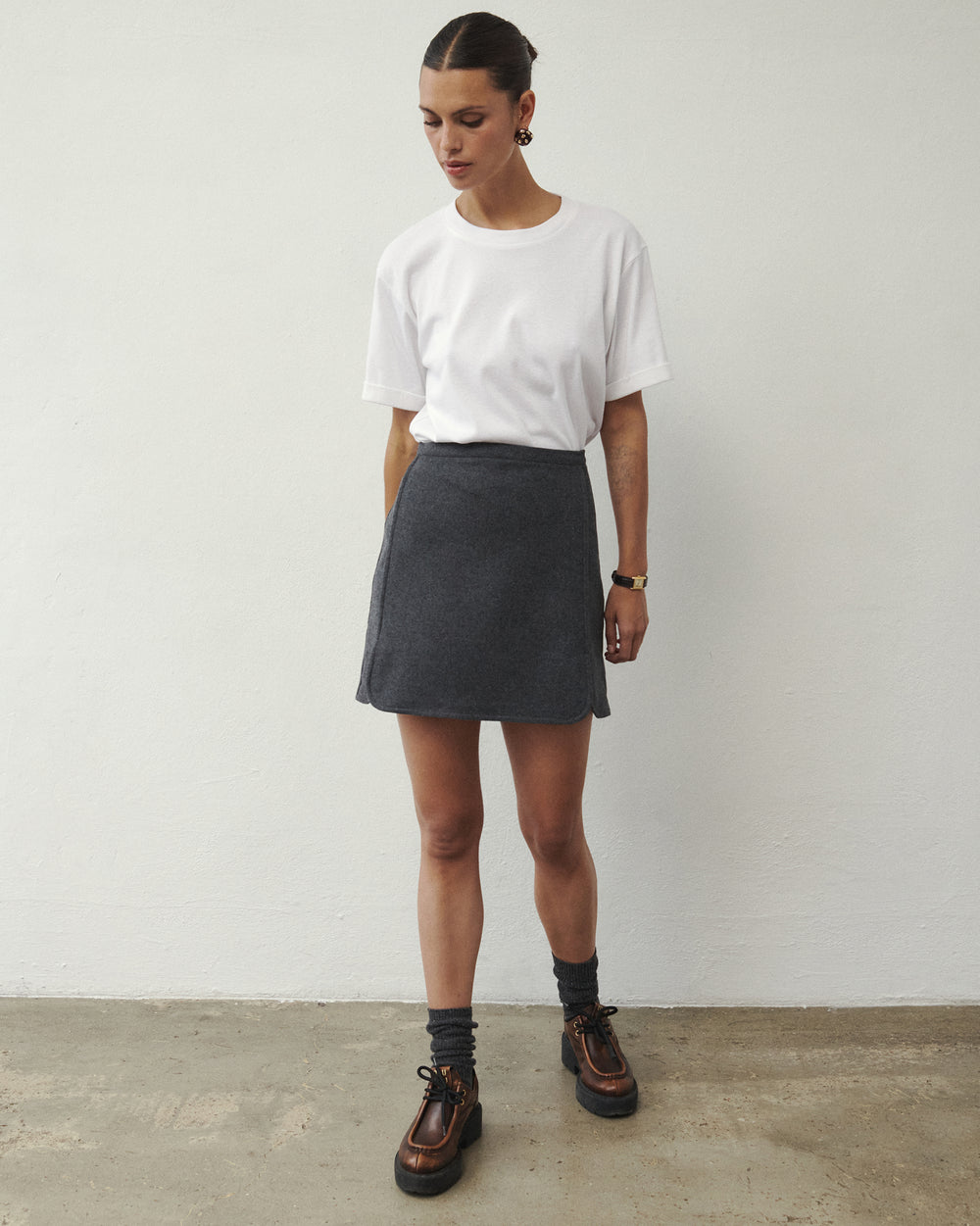 NAN WOOLEN SKIRT GRAPHITE