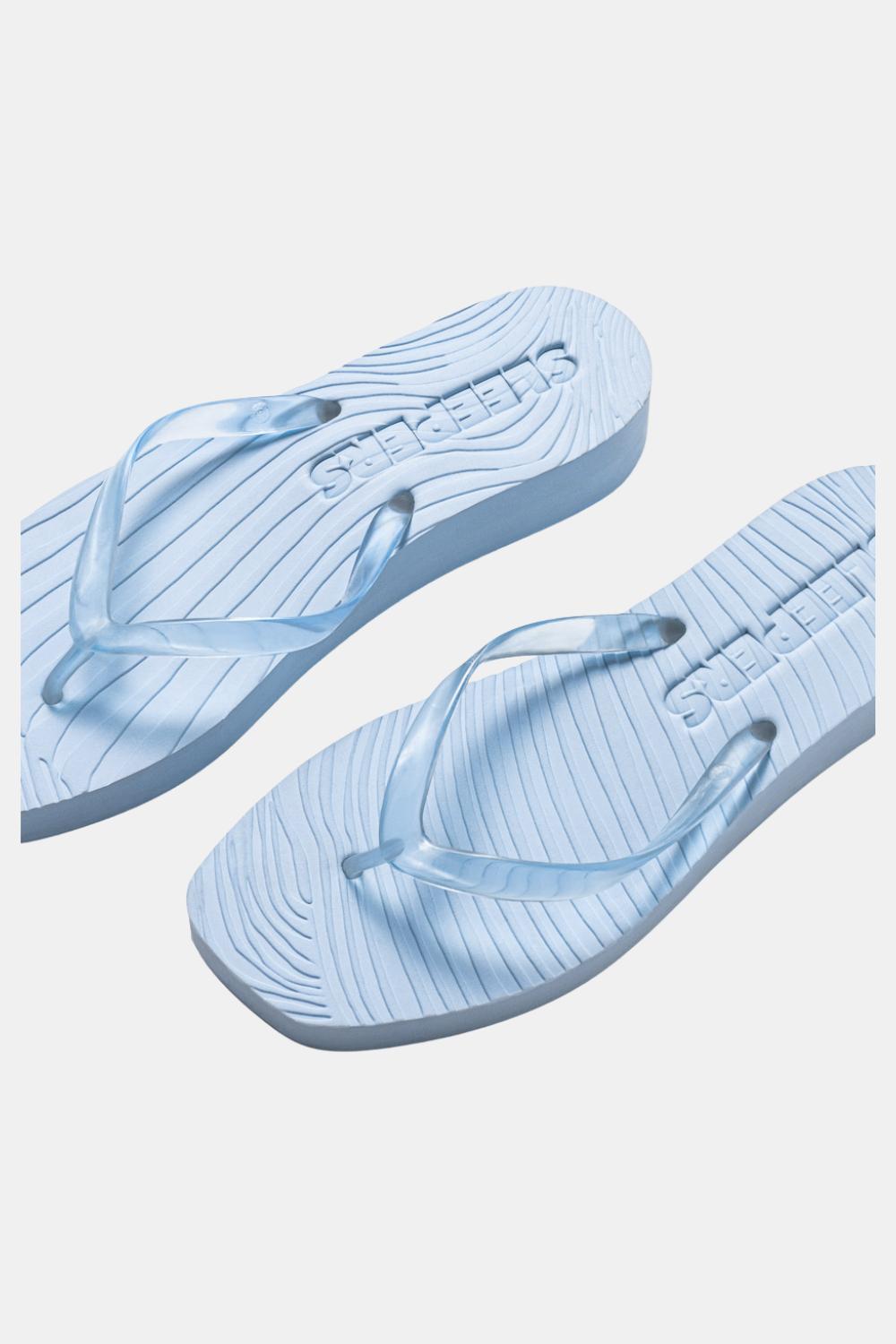 SLEEPERS TAPERED PLATFORM FLIP FLOPS BLUE TRANSPARENT